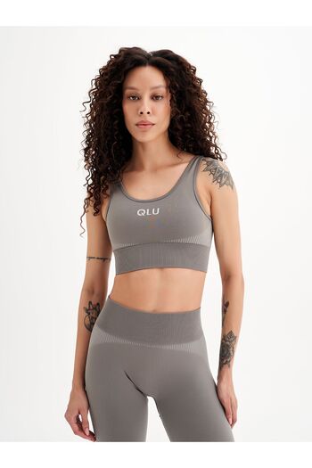 qlu Infinity Women's Anthracite Seamless/Seamless Striped Bra/Sports Bra