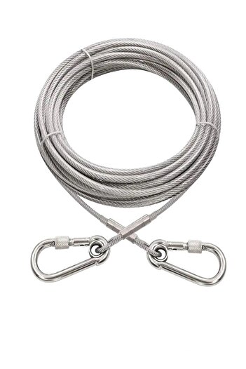 PADRİ Mm 10 Meters 2 Screw Carabiner Dog Garden Tethering Rope Transparent Color (85 KG)
