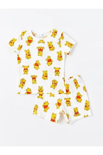 LC Waikiki LCW baby Crew Neck Short Sleeve Winnie the Pooh Printed Baby Boy Pajamas Set with Shorts