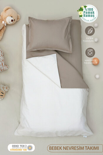 mordesign Double Sided Baby Duvet Cover Set - 100% Cotton, Gingham Series Children's Bedding Set