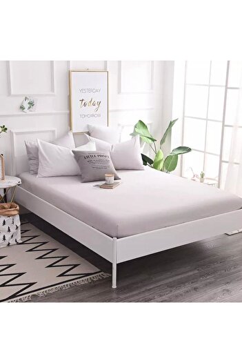 LilaMOON Gray Color Cotton Combed Cotton Fabric Single/Double Fitted Fitted Fitted Sheet