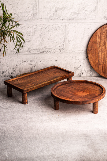 Snippy Servy 2-Piece Wooden Presentation Riser - Organizer Presentation Set Round Rectangle