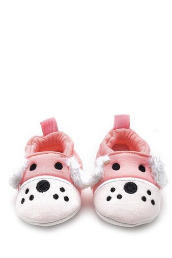 First Step 3D Dog Embroidered Booties Pink