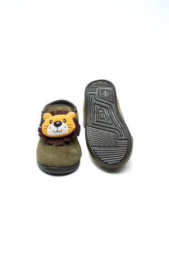 First Step Aslan Aksesuarlı Fermuarlı Kadife Panduf