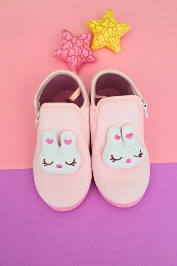 First Step Zippered Velvet Slippers with Rabbit Accessories