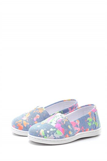 First Step Children's Linen Ballerina Shoes Blue-f-486