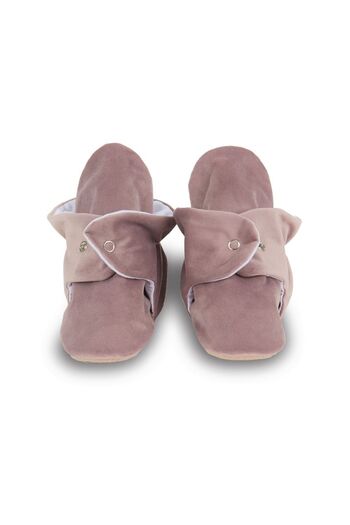 First Step Velvet Anti-Slip Base, Cotton Lined, Dusty Rose Panduf with Snap Fasteners - F-870