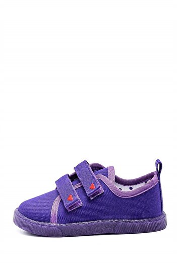 First Step Double Velcro Heart Children's Linen Sports Shoes-purple-f-499