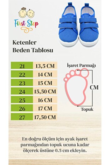 First Step Yıldız Nakışlı Keten Spor Çocuk Ayakkabısı-saks-f-494
