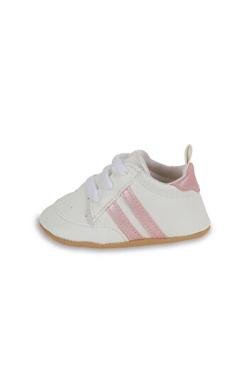 First Step Pembe Çizgili Beyaz Kız Bebek Spor Patik Ilk Adım Ayakkabısı-g-2354