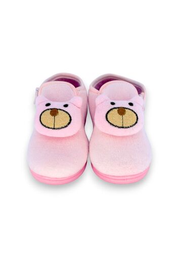 First Step Zippered Velvet Slippers with Pink Teddy Bear Accessories