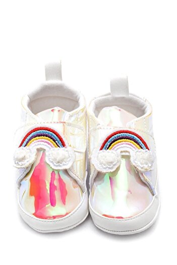 First Step Single Velcro Mirrored Booties-Rainbow-G-2323