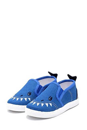 First Step Tailed Shark Linen Children's Shoes-İNDİGO-F-493