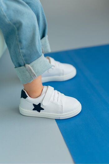 First Step Pantofi sport casual pentru băieți, albastru înstelat, cu velcro, pantofi sport-s-1000