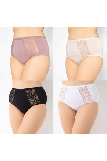 shefox Pack of 4 Women's Large Lace Maxi Slip Bato by Confeo