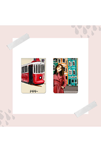 Fatofotofan Balat Girl Drawing Double Magnet Bookmark - Tramway