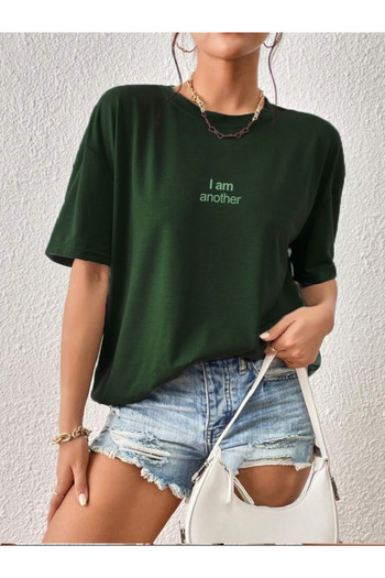offsidesign Unisex Oversize χτενισμένο βαμβακερό μπλουζάκι - I Am Another Printed Minimal Design, Ανδρικό και Γυναικείο, Κοντό μανίκι