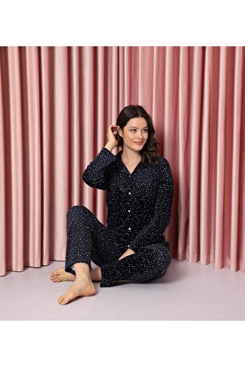 CALİA Women's Velvet Front Buttoned Pajamas Set NEW SEASON