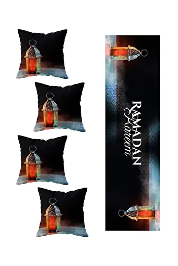 on the clouds Ramadan Kareem - 4-Piece Decorative Ranir Models Throw Pillow and Runner Set for Living Room Kitchen Table
