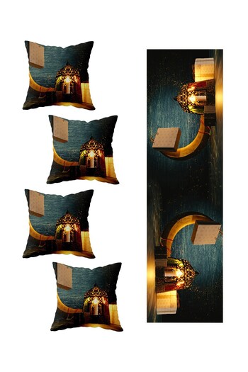 on the clouds Ramadan Lantern Crescent - Decorative 4-Piece Throw Pillow Cover Runner Set