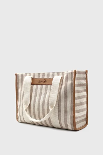 LUNABLU Women's Striped Linen Tote Bag