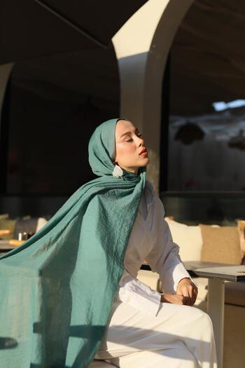 Modakaşmir Mint Colored Neo Cotton Shawl