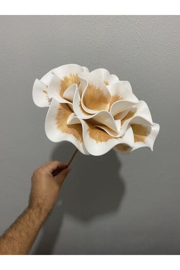 Ayka Aksesuar Floare artificială decorativă din latex Eva de lux, realizată manual, detaliată alb-auriu - floare din spumă
