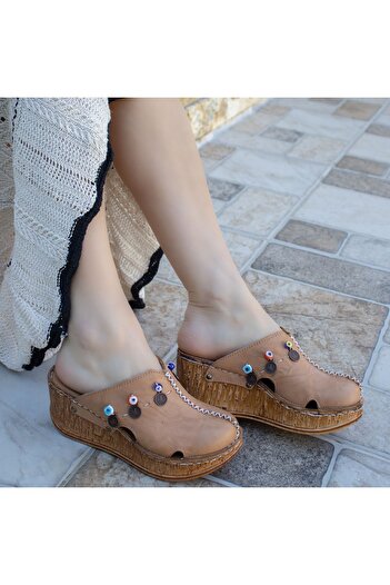 CONSUELO Orthopedic Wedge Heeled Leather Slippers 11409