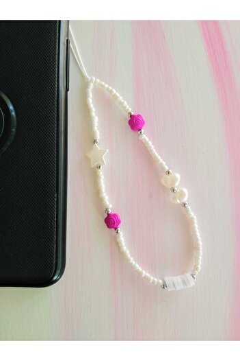 nasclaycollection White Floral Pattern Gift Bag - Wallet Charm Phone Accessory