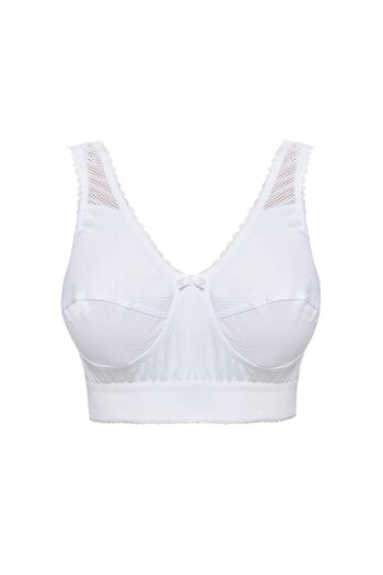 Doğan Women's White Combed Cotton Mesh Half Tank Bra