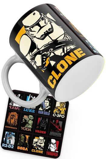 remonz Star Wars Series Clone Printed Porcelain Mug with Wooden Coaster Gift