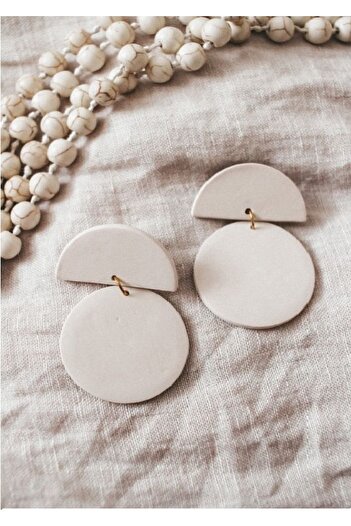 TREND Beige Bohemian Style Beach Dinner Earrings - Alaçatı Style