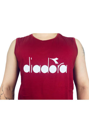 Diadora Therm Men's Claret Red Sleeveless T-Shirt - 1Atl01-Bordo