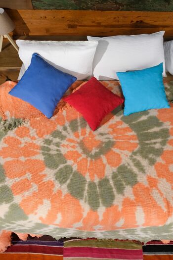 OTEXSA 200x220 Muslin Bedspread - 4 Layers, Made with Marbled Art