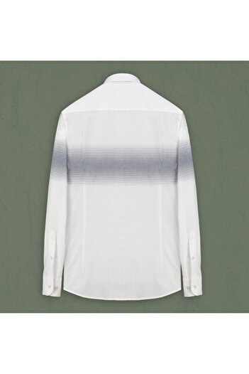 Sarar Artos Sarar İnterview - Hidden Button Collar, 100% Cotton, White Navy Shirt