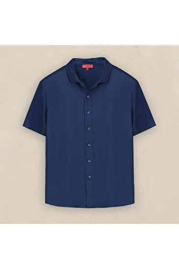 Sarar Navy Blue Polo Collar Buttoned Interview T-Shirt