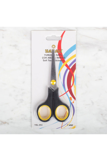 ATMACA TUHAFİYE Black Scissors - Wild, Soft Handle, Multi-Purpose, 13.5CM