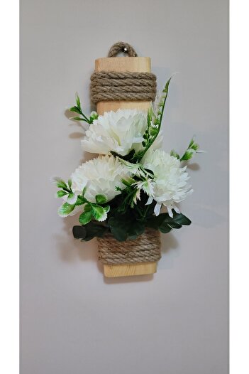 La bella bazar Decorativ din lemn pentru hol, ornament decorativ, cu flori artificiale, agatator decorat cu flori artificiale