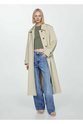 MANGO Woman Mid Waist Wideleg Jean Trousers