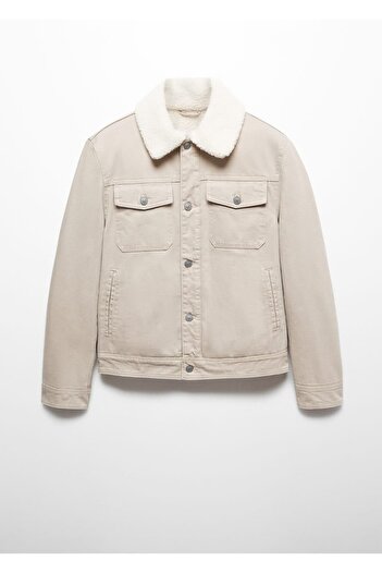 MANGO Man Kürklü Denim Ceket