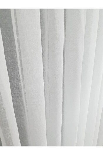 Brillant Ecru Colored Linen Look 1/3 Pleated Tulle Curtain - Heavy Graphic, Non-Wrinkle