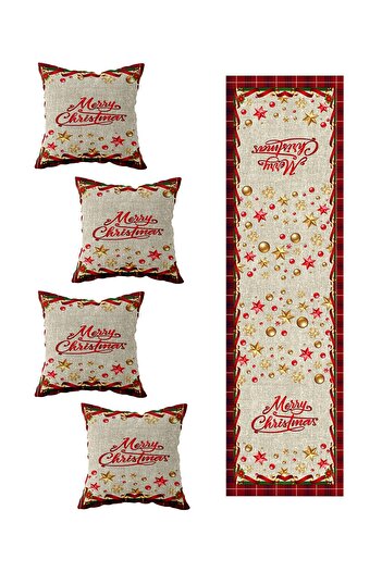 on the clouds Merry Christmas - Set of 4 Decorative Ornament Table Runner