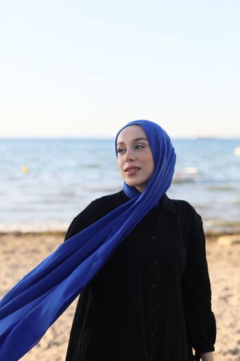 Modakaşmir Saks Blue Neo Cotton Shawl