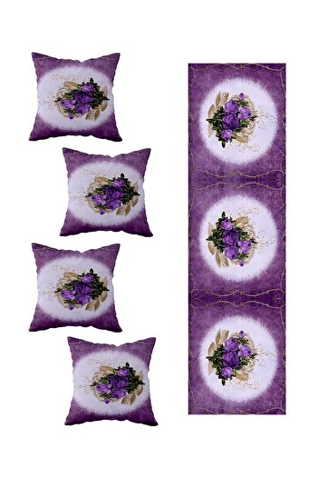 on the clouds Floral Purple Floor Table Ranir Models - Set of 4 Decorative Throw Pillow Cover Runner