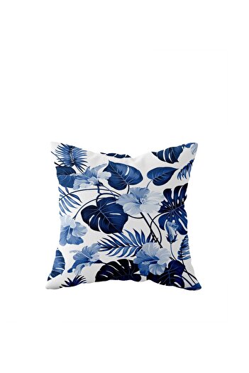 on the clouds Double Sided Blue Leaf Patterned Hidden Zippered Pillowcase - Throw Pillow Seat Pillow