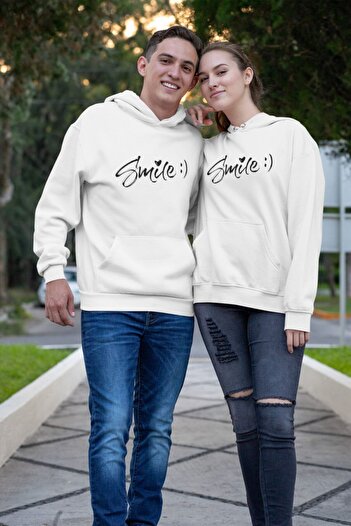 Jooy Company Αγαπητοί Συνδυασμοί Ζευγάρι Smile 2 Merch Φούτερ με λευκή κουκούλα