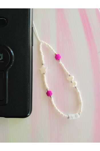 nasclaycollection White Floral Pattern Gift Bag - Wallet Charm Phone Accessory