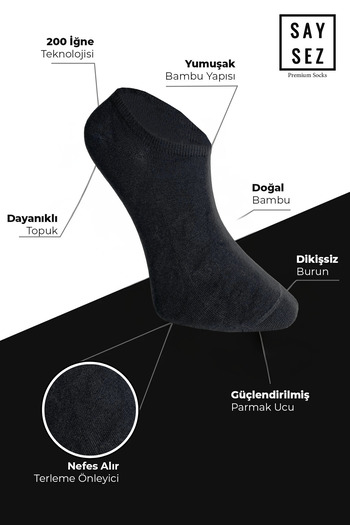 SAYSEZ Men's Sneaker - Bamboo Smoked 4-Piece Premium Pack, Seamless and Invisible Ankle Sports Socks
