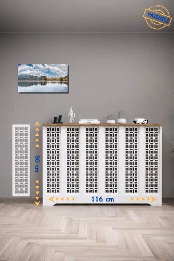 BAGAX Petek Önü Dresuar Kaplama 116cm Çok Amaçlı Dolaplar Mobilya Kalorifer Petek Önü Kapatma Dekorasyon