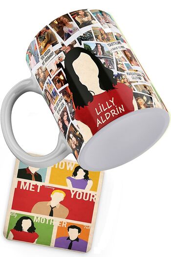 remonz How I Met Your Mother Lilly Photo Album Printed Porcelain Mug with Wooden Coaster Gift